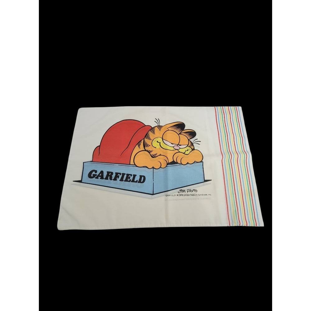 Garfield Pillowcase Standard Vintage 30"x20" Jim Davis 1978 Double Sided Graphic